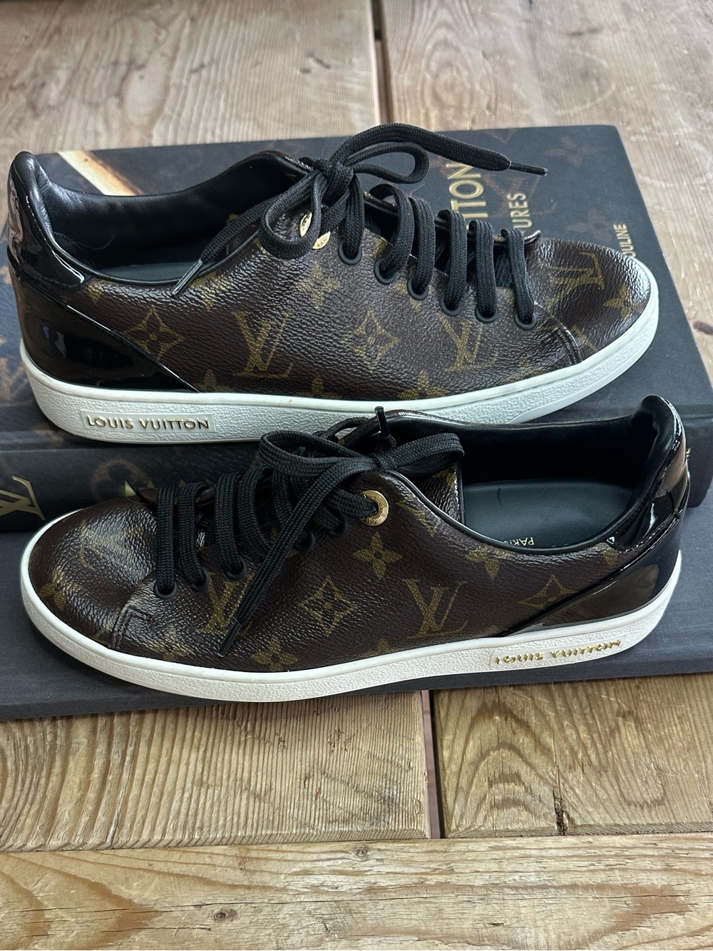Louis Vuitton “Frontrow” Women’s 37 Monogram and Patent Low-Top Sneakers